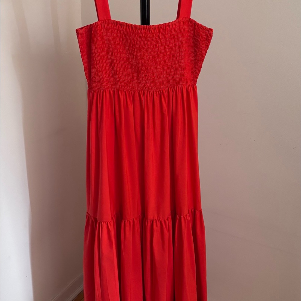 Zara Red-orange Sleeveless Maxi Dress